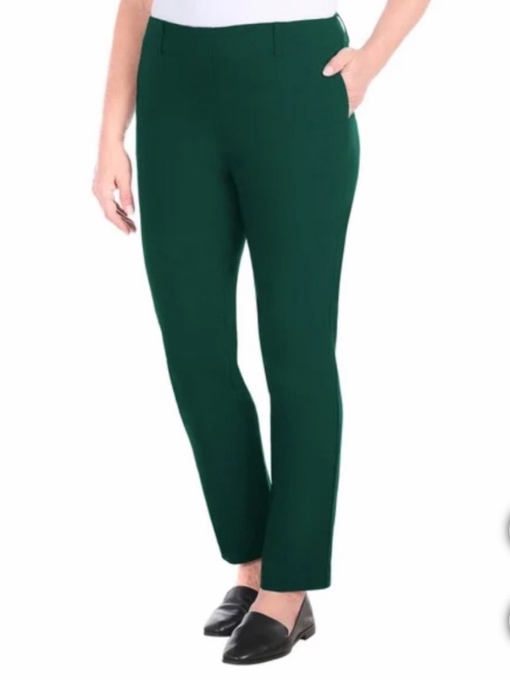 NWT Hilary Radley Straight Leg Pull On Pant with Tummy Control Green Size 4